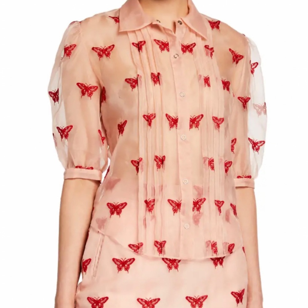 FLEUR DU MAL Butterfly Embroidered Pintuck Blouse
SX Medium NWT